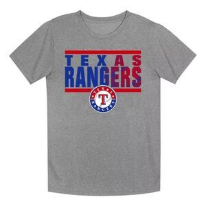 MLB Texas Rangers Boys Short Sleeve Poly T-Shirt in Gray, Large (12/14)